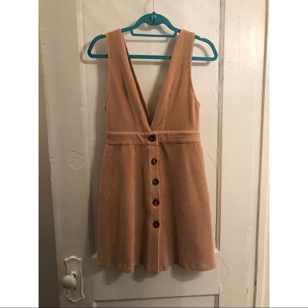 TOPSHOP Tan Pinafore Corduroy Dress